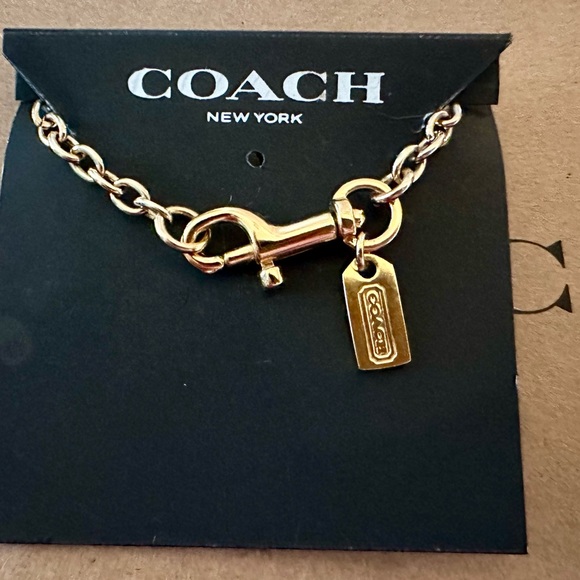 Coach Adjustable Gold-tone Hang Tag Charm Necklace Dog Leash Clip Clasp - Picture 1 of 11